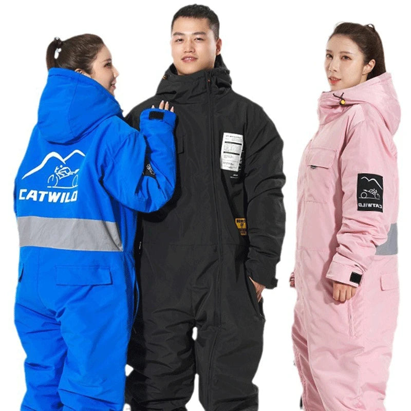 Motorcycle Riding Suit Windproof Plus Velvet Thickened Double-sided Waterproof Snowmobile Jacket Winter Warm Suit for Men Women