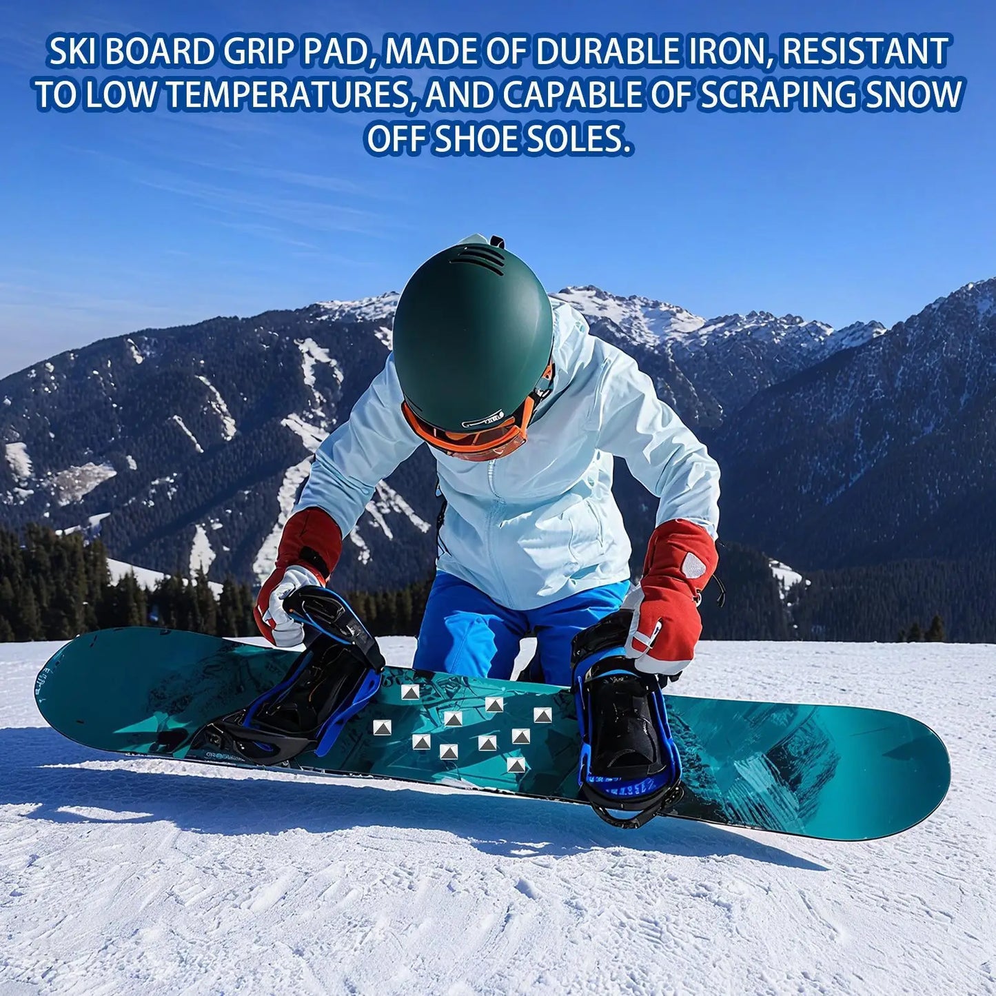 Snowboard Grip Pad 10 Pieces Snow Sport Equipment Pentagram Studs Snowboard Grip Pad for Women Men Adults Teens Beginners