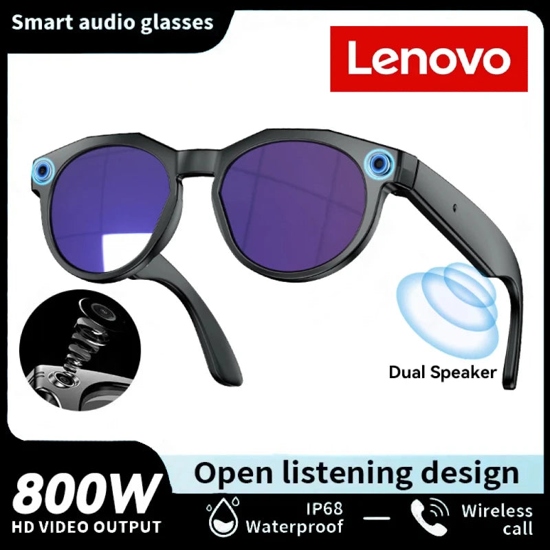 Lenovo 8K HD Smart Glasses Bluetooth music listening Voice Assistant Control 800MP Camera Bluetooth Call Translation Sunglasses