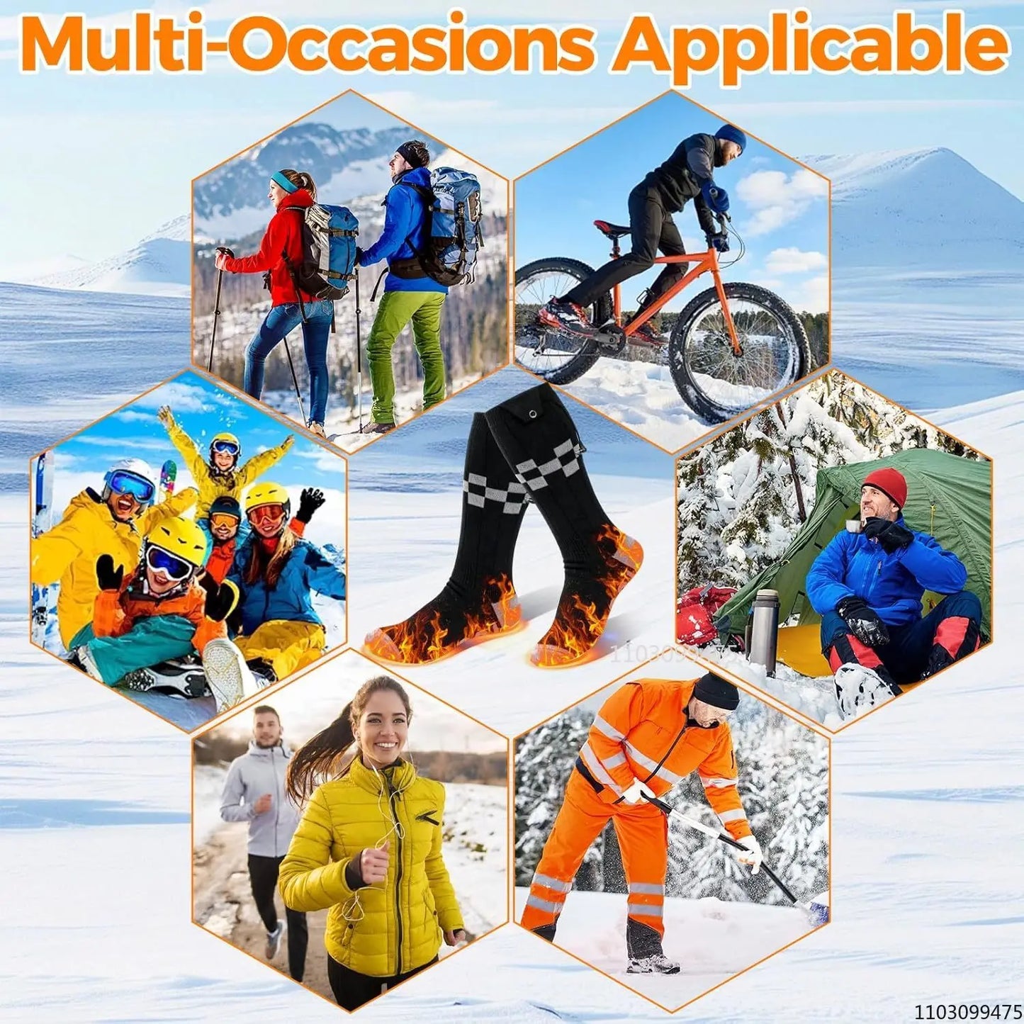 New Heated Socks Rechargeable 6000mah Electric Heated Skiing Socks Snowboarding Outdoor Sports Foot Warmer Winter Thermal Socks