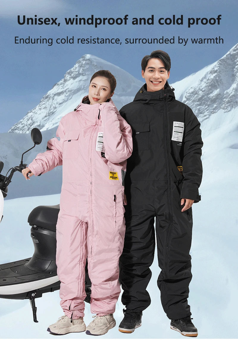 Motorcycle Riding Suit Windproof Plus Velvet Thickened Double-sided Waterproof Snowmobile Jacket Winter Warm Suit for Men Women