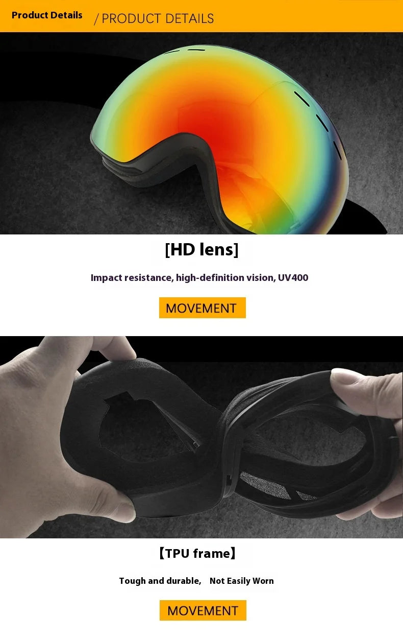 JSJM New Ski Goggles Men Women Double Layers Anti-Fog Big Ski  UV400 Glasses Protection Skiing Winter Snow Snowboard Goggles