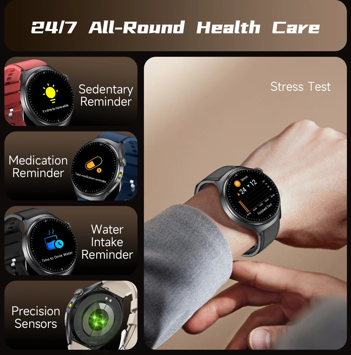 Nursing Grade Health Smartwatches For Men Women Precision Detection Heart Rate Blood Fats Uric Acid Blood Pressure ECG Smart Wat