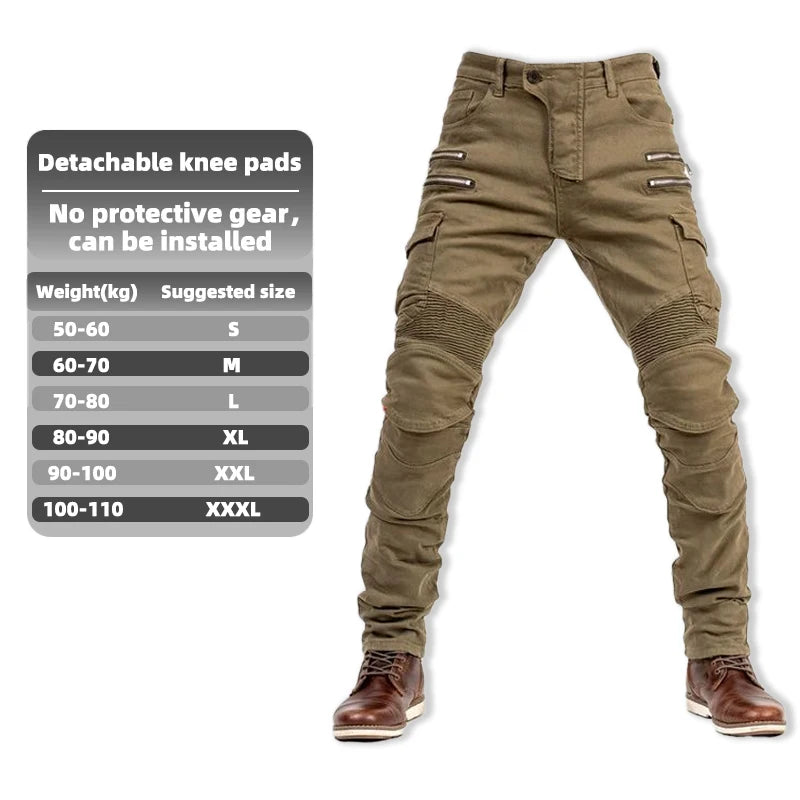 New Double Zipper Metal Style Motocross Trousers Men For Woman Outdoor elasticity Riding Jeans Protective Gear Motorcycle Pants