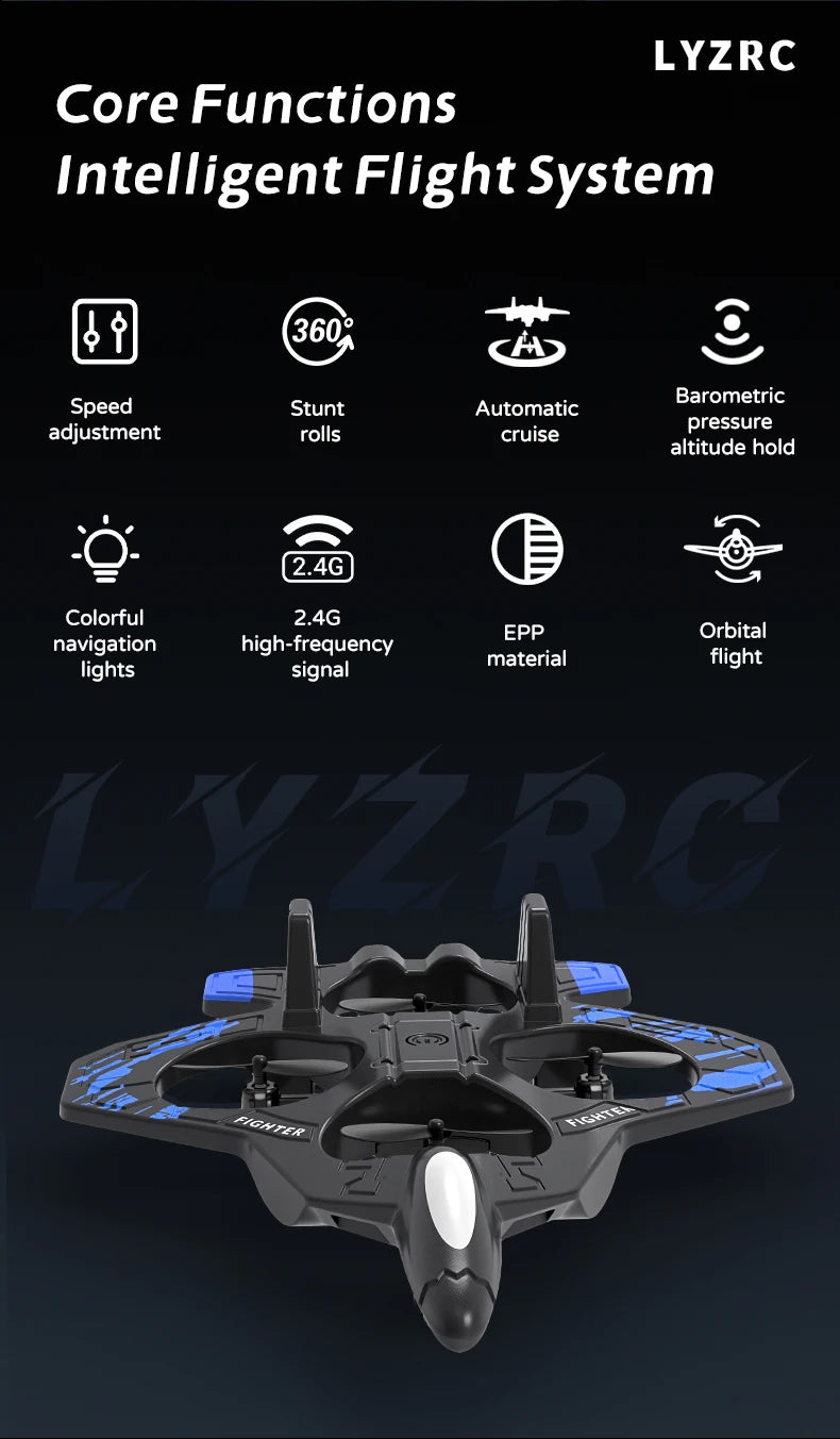 L101 RC Foam Airplane Mini Drone 2.4G Fighter Stunt Helicopter 360° Flip Remote Control Aircraft LED Colored Lights Quadcopter
