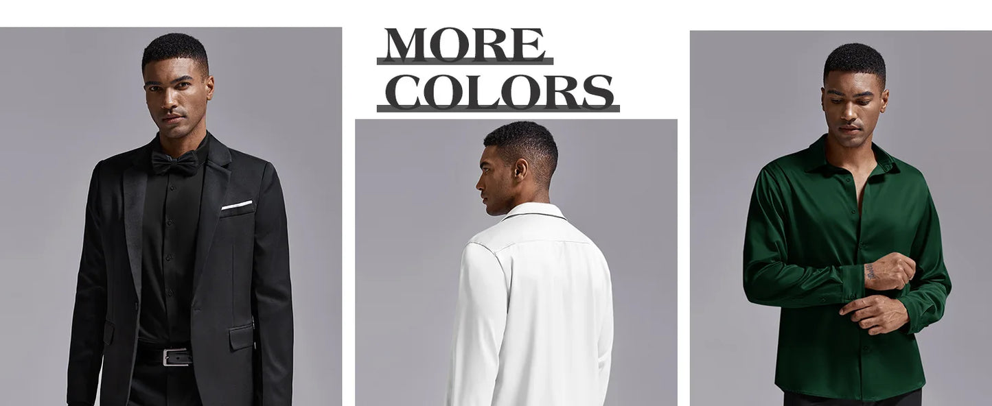 Silk cotton long sleeved shirt men's pure white shirt 2025 spring high-end sense inch shirt casual business suit formal wear