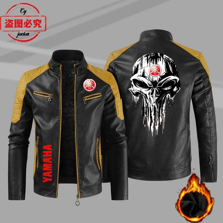 European Size Yamaha Motorcycle Logo Printed Riding Suit PU Leather Jacket Autumn/winter Men's Jacket Racing Suit Workwear