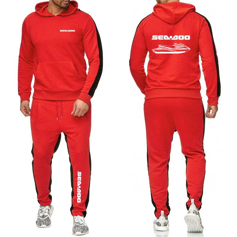 2024 Spring New Men Sea Doo Seadoo Moto Sweatpants 2-piece Set Casual Spliced Pants Baseball Stand Neck High Quality Jacket Coat