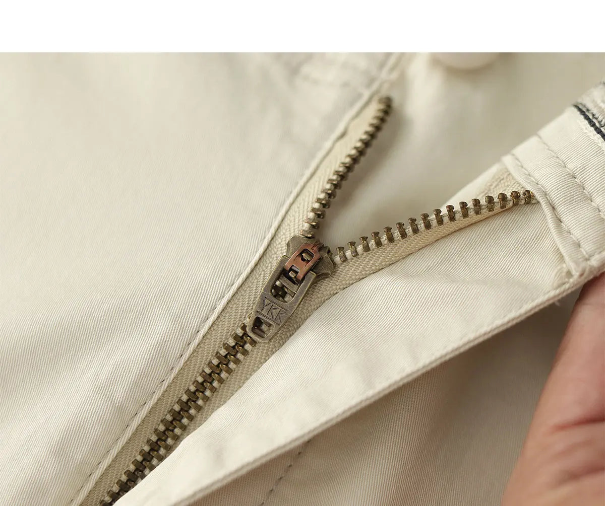 Summer thin straight leg pants American retro Chino simple beige white elastic black casual pants men