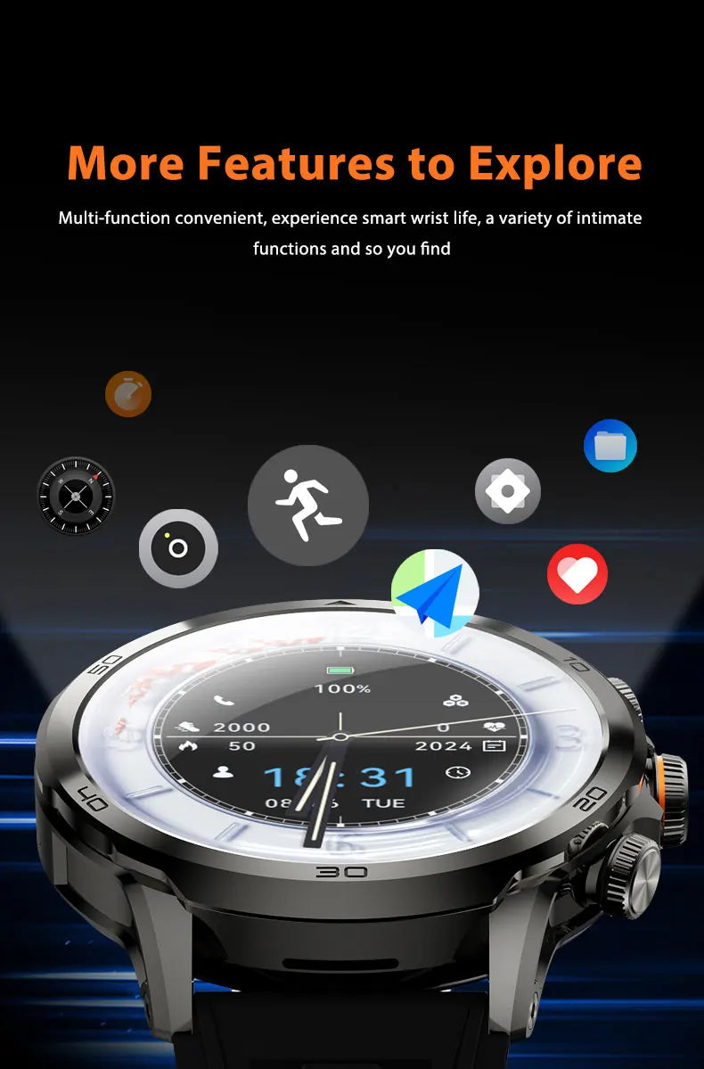 8GB+128GB H19 Smart Watch 1.95-inch Amoled Large Screen 190° Rotary Camera 1900Mah Battery GPS WIFI Android Smartwatch Men Adult