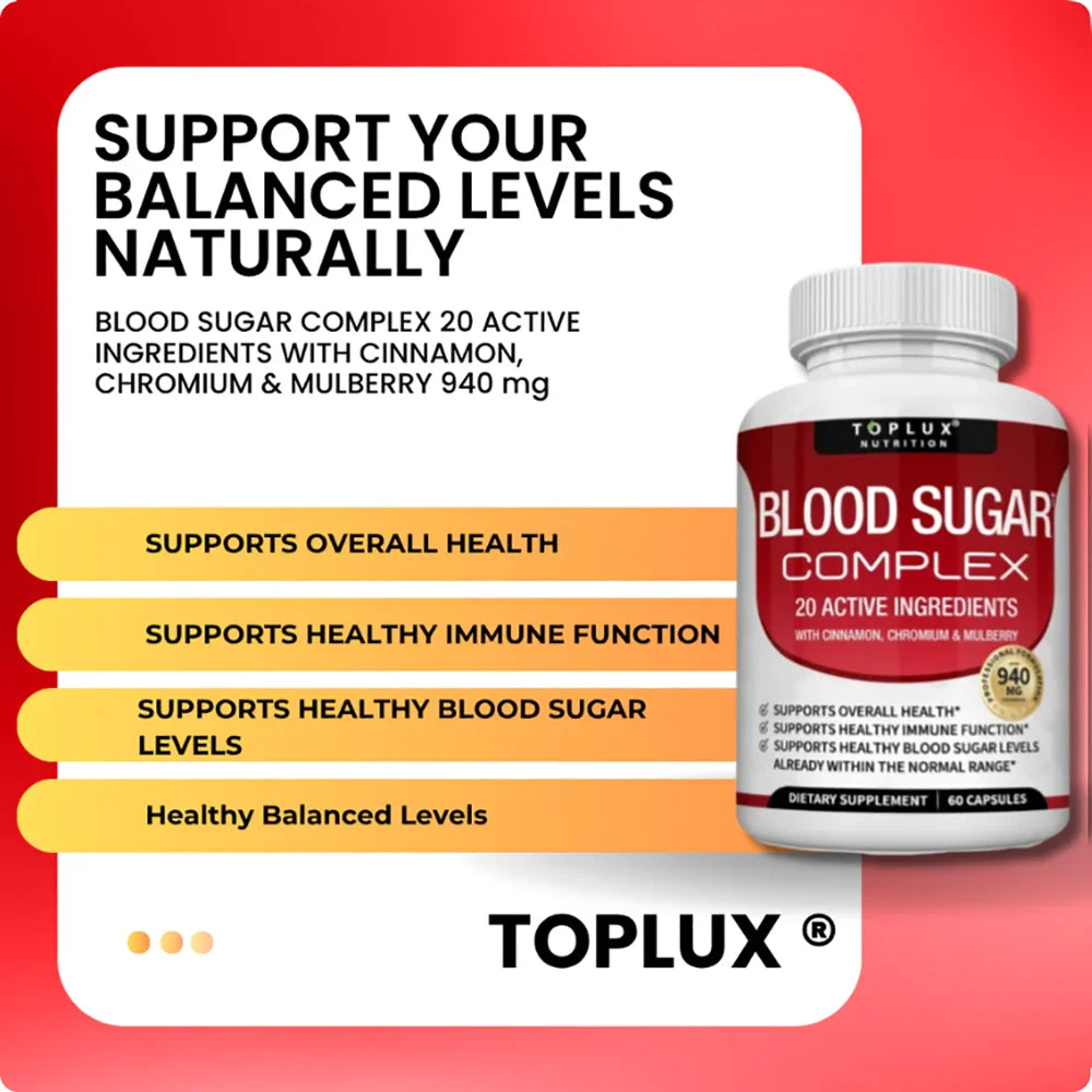 Normal Blood Sugar Support Supplement - 20 Active Ingredients Complex to Support Blood Sugar Levels Already in The Normal Range