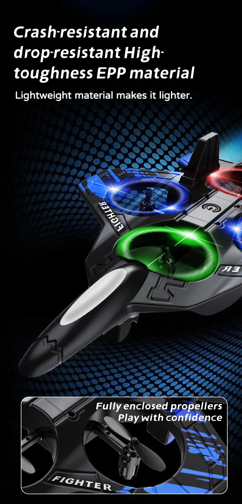 L101 RC Foam Airplane Mini Drone 2.4G Fighter Stunt Helicopter 360° Flip Remote Control Aircraft LED Colored Lights Quadcopter