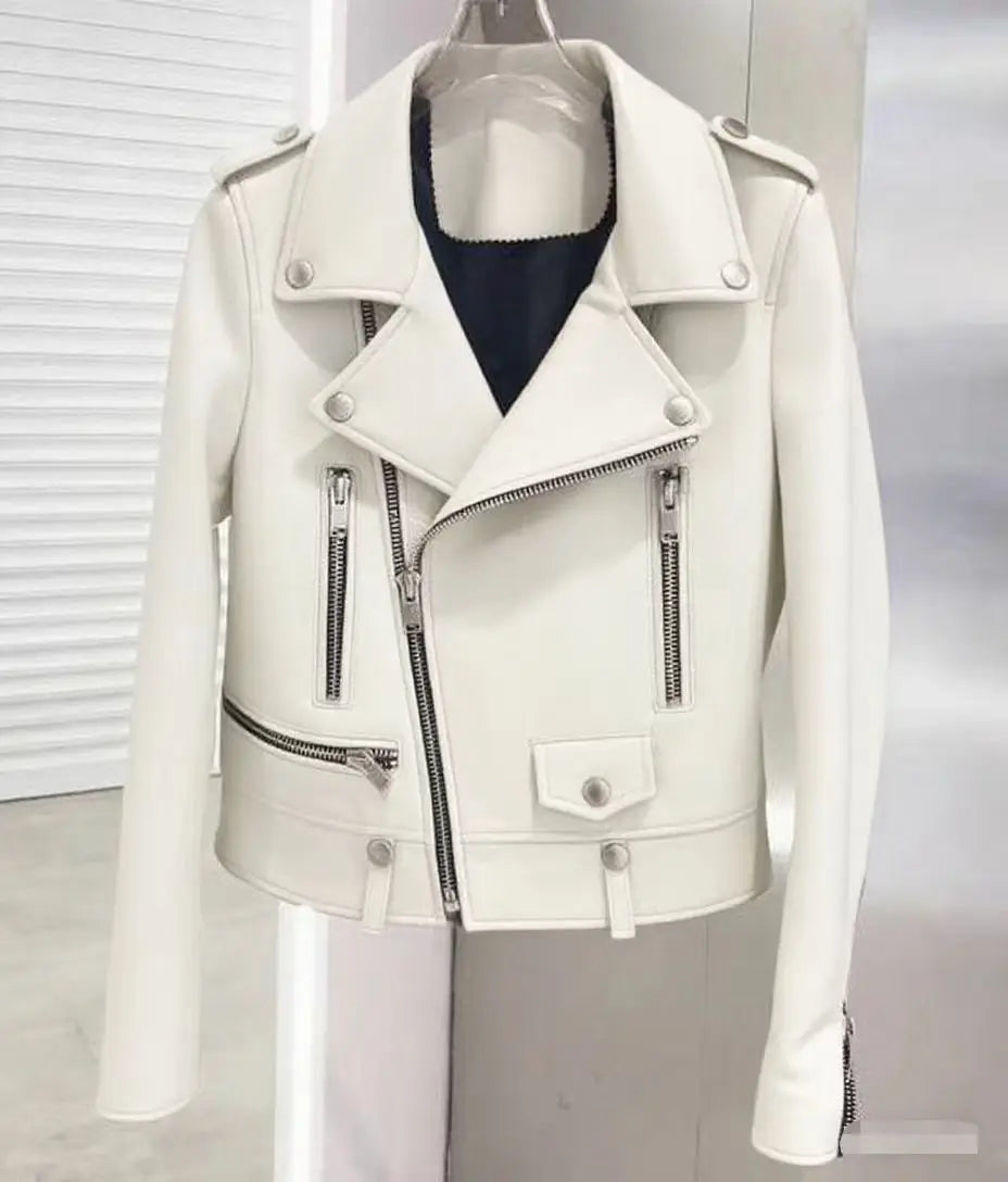 2026 Men's Lapel Oblique Zipper PU Locomotive Leather Jacket, Autumn, New Casual Versatile Slim Fit, Leather Jacket