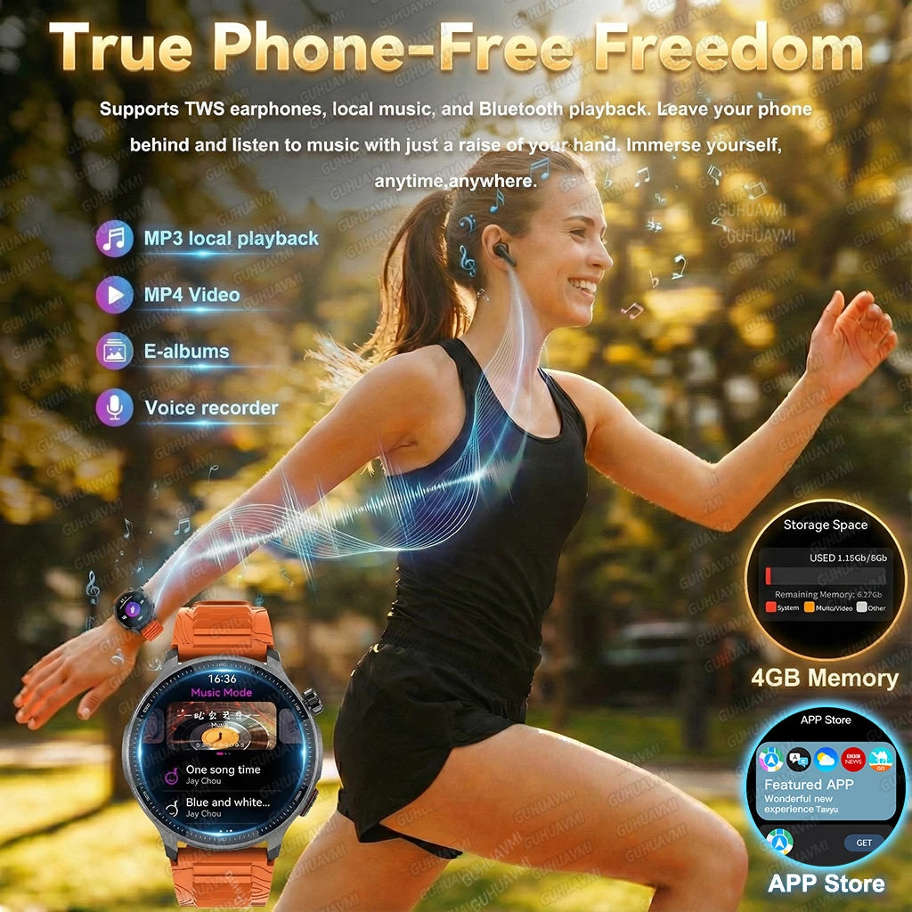 2026NEW GPS Offline Maps Sport Smart Watch Men 4GB Memory Music Video Player AMOLED 3D Menu Style Swim Waterproof Smart Bracelet