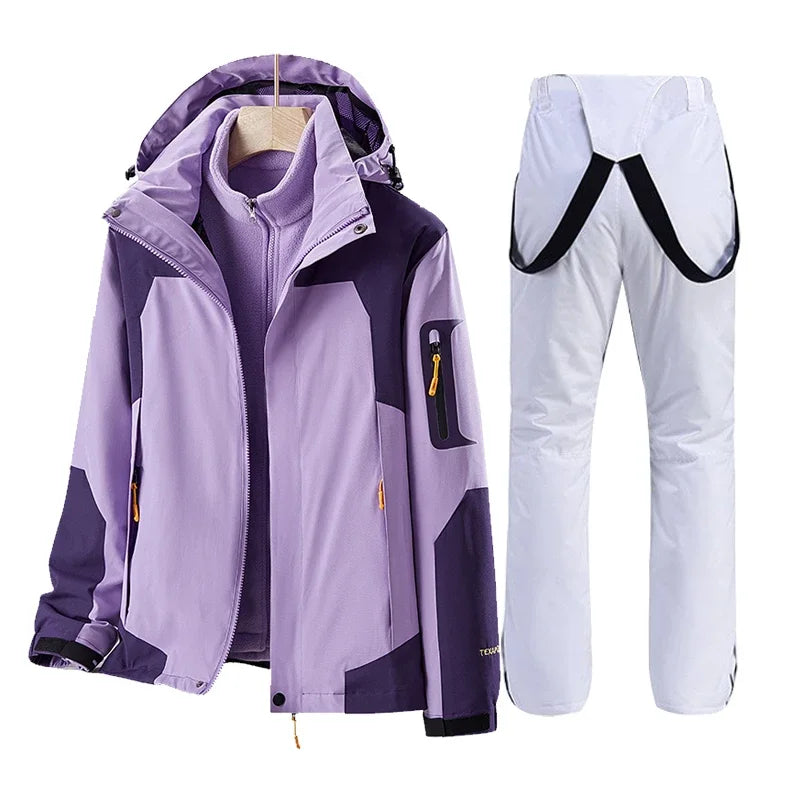 Women Ski Jacket+Pants Winter Warm Windproof Ski Suit Female Snowboard Snow Coat Trousers Outdoor Sports Camping Brand Ovearalls