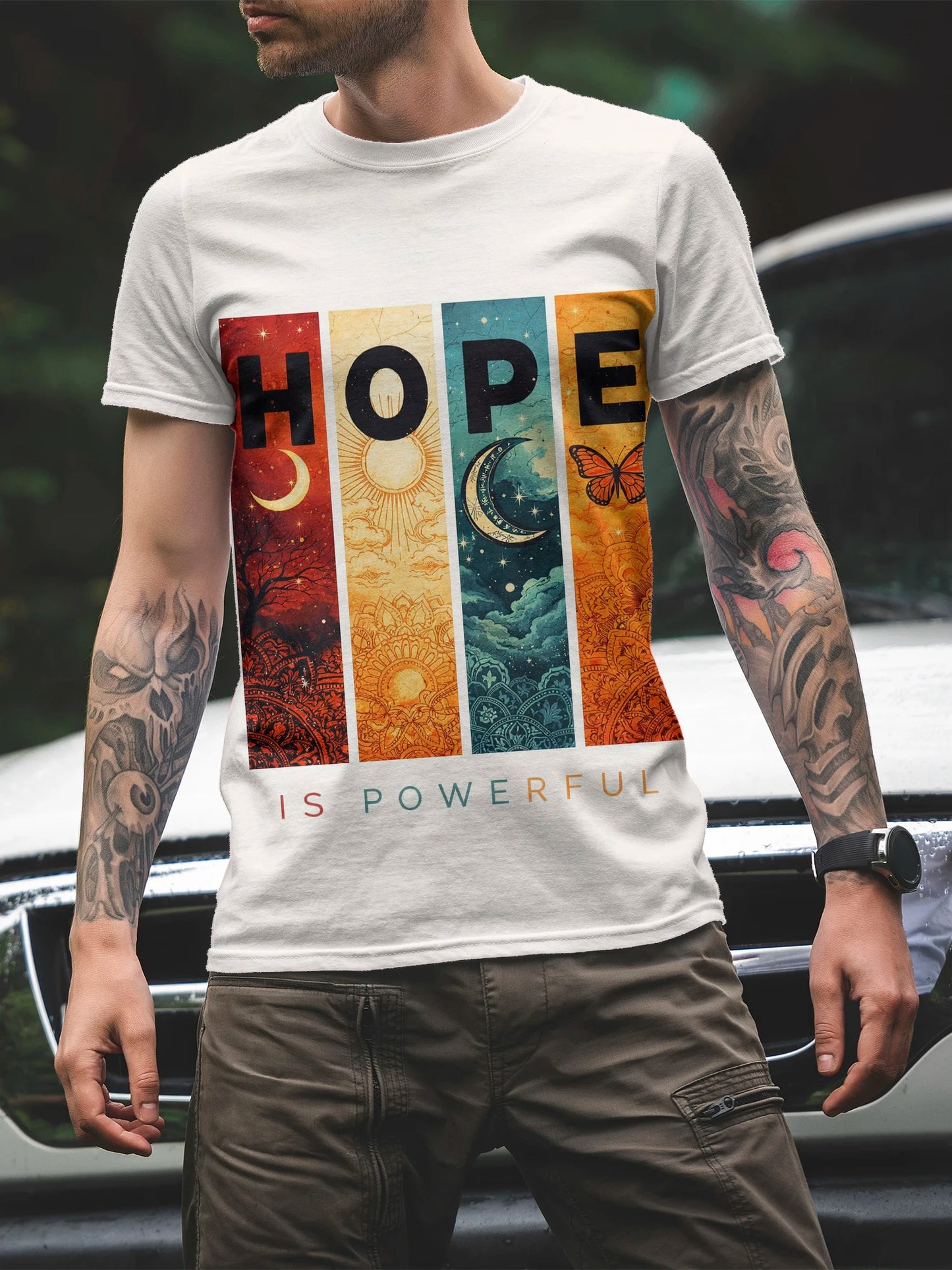 Men's Casual Daily Tshirt for Halloween and The Day of The Dead Theme Humorous Pattern Printed Top Casual Round-neck Top for Men