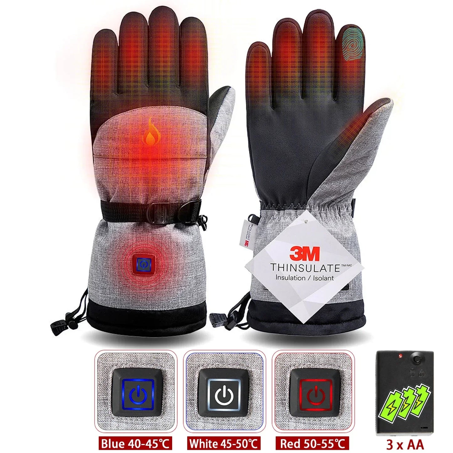 3M Cotton Heating Gloves Winter Hand Warmer Electric Thermal Gloves Waterproof Heated Cycling Motorcycle Bicycle Ski Outdoor