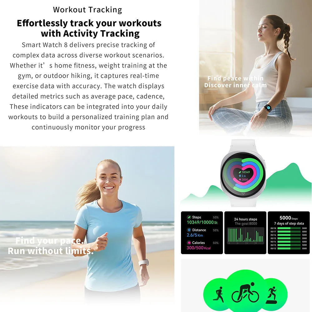 New Original Smart Watch 8 Men GPS Track NFC Bluetooth Call 40mm AMOLED Fitness Sport Tracker Health Smartwatch For Android Ios