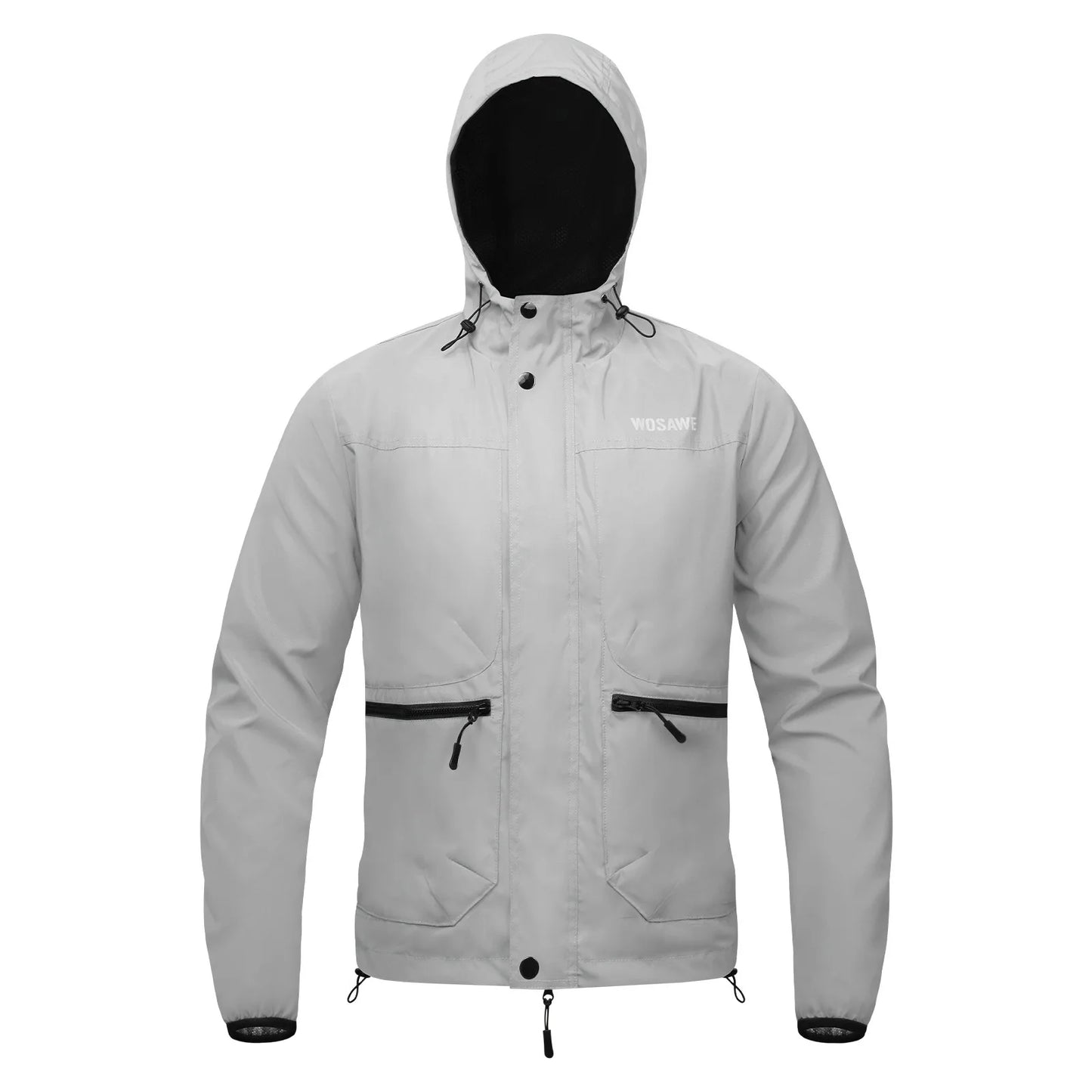 WOSAWE Motorcycle Riding Full Reflective Hooded Jacket, Hiking Night Riding Night Running Charge Carry-on Sports Jacket
