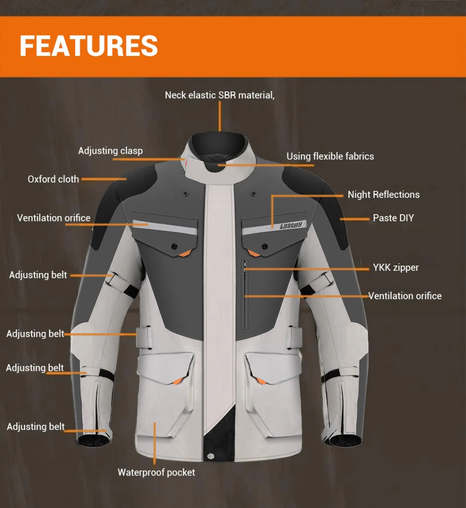 Motorcycle Jacket Motocross Jacket Pants Suit Waterproof Moto Jacket Racing Motorbike Jacket Riding Protection Men Women