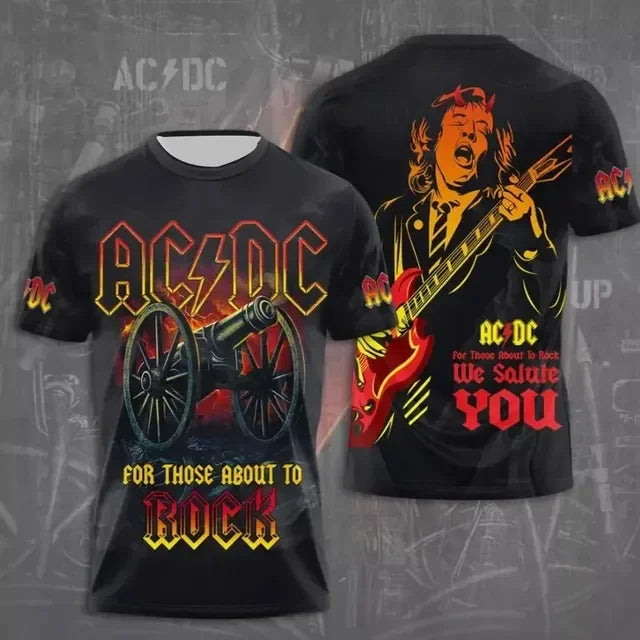 Men's Rock Band T-shirt Summer Trend Street Round Neck Short Sleeved Tops Loose Unisex Clothing