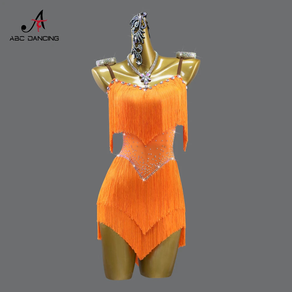 2026 New Latin Performance Dance Dress Women Sexy Outdoor Ballroom Party Fringe Skirt Sport Practice Wear Blue Prom Evening Suit