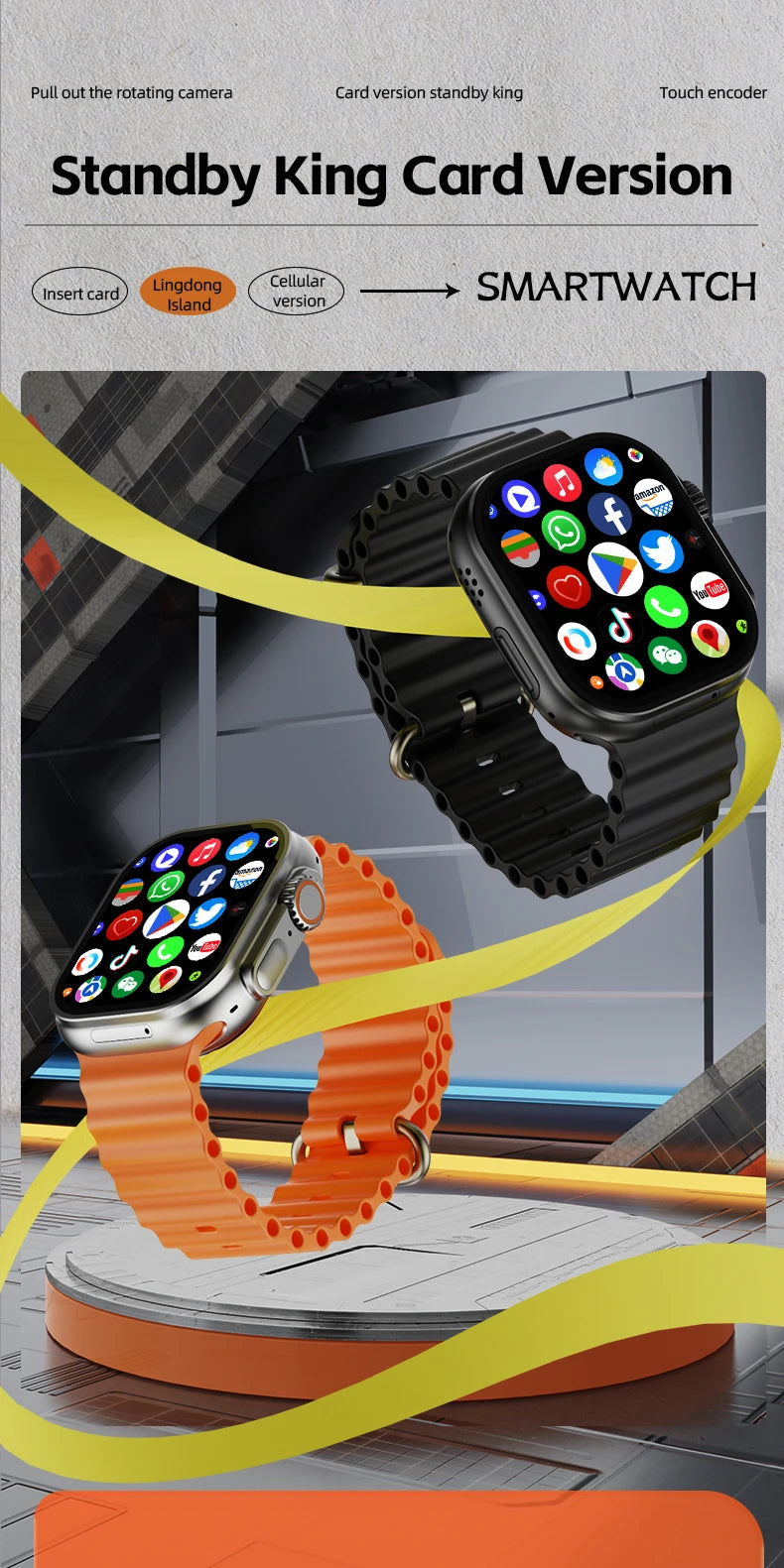 S11 Ultra Smart Watch 2.26 inch Amoled 490*580 Smartwatch With 4G 5G LTE Sim Card Touch encoder GPS precise position 2000Mah
