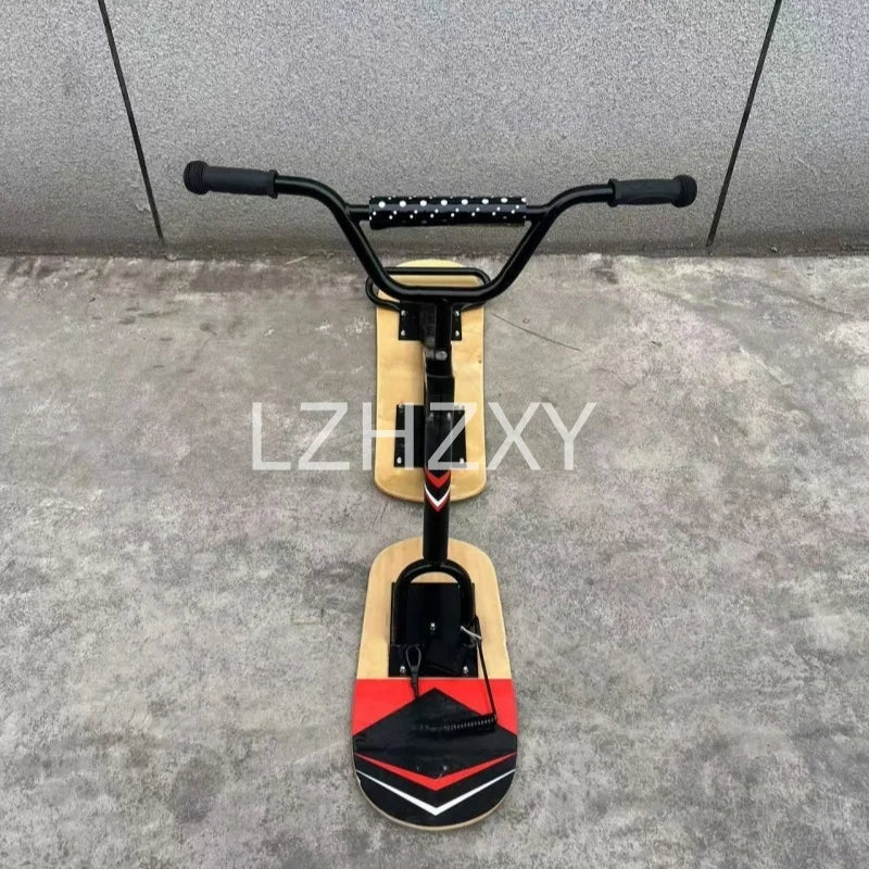 Adult Ski Carts Thickened Wear-resistant Aluminum Skis Freestyle Skis Grass Skis Snowboards Orienteering Wood Color