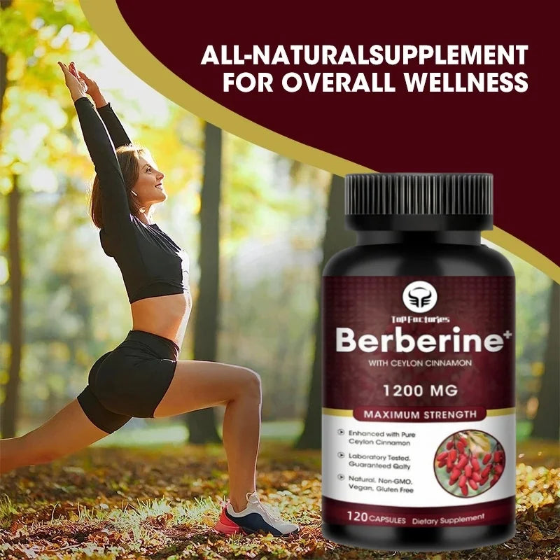Top Factories Berberine Capsules 1200mg Natural Vegan Supports Heart Health Immune System Liver Health Digestion and Weight Loss