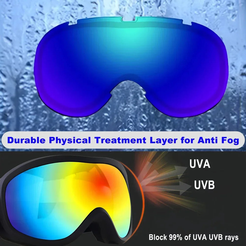 BOLLFO Snowboard Goggles Dual Lens Anti-Fog UV400 Ski Goggles for Men Women TPU OTG Skiing Snowmobile Glasses for Adult Youth