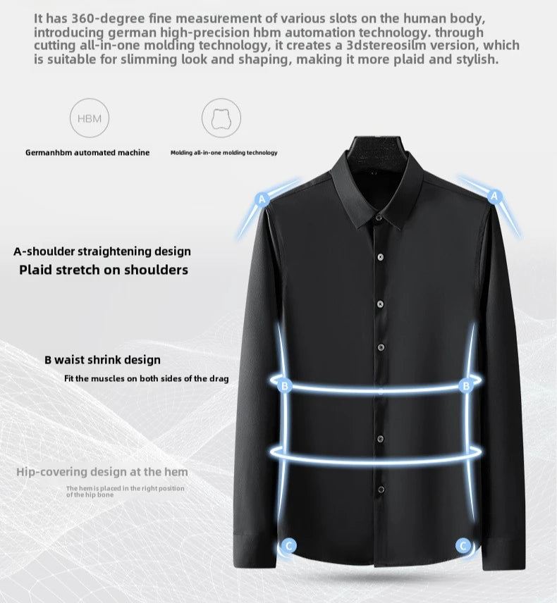 Silk cotton long sleeved shirt men's pure white shirt 2025 spring high-end sense inch shirt casual business suit formal wear