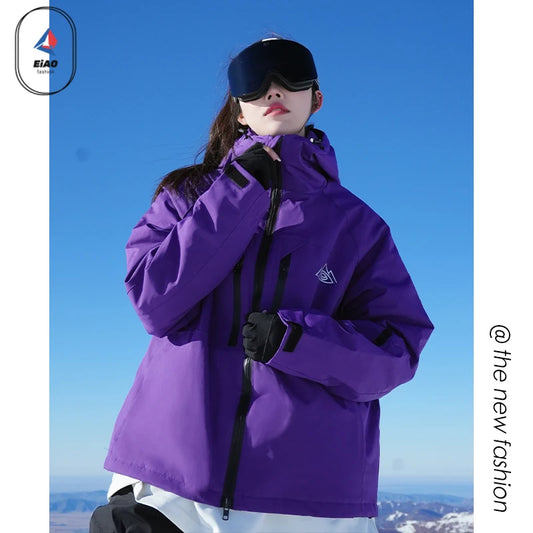 Winter Waterproof Windproof Thermal Ski Jacket for Men Unisex Style Cotton Insulated Thick Warm Snowsports Outdoor Sports Coat