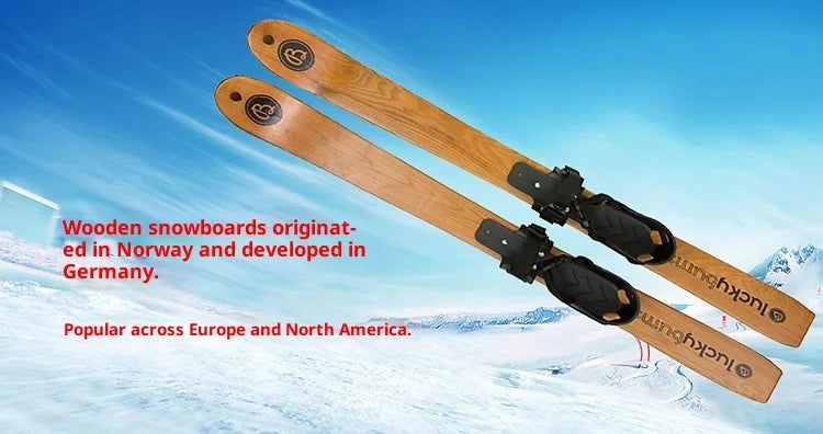 Natural Ash Wood Twin Tip Alpine Skis Adults Kids Vintage Wooden Skis Stylish High Quality Display Ready Snow Snowboard