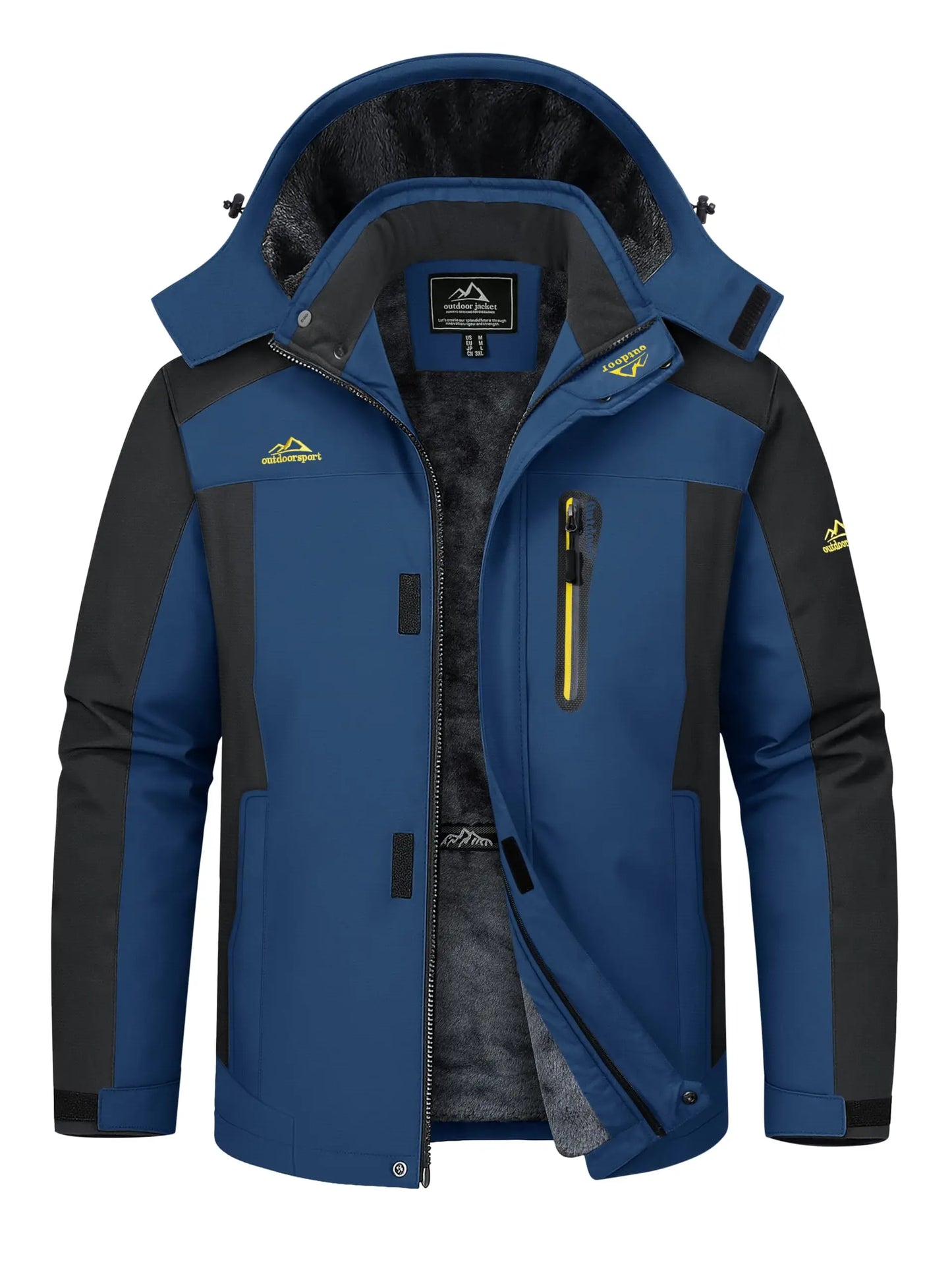 TACVASEN Winter Fleece Lining Jackets Waterproof Mens Ski Snowboard Parka Windproof Removable Hoodie Coats Casual Windbreaker