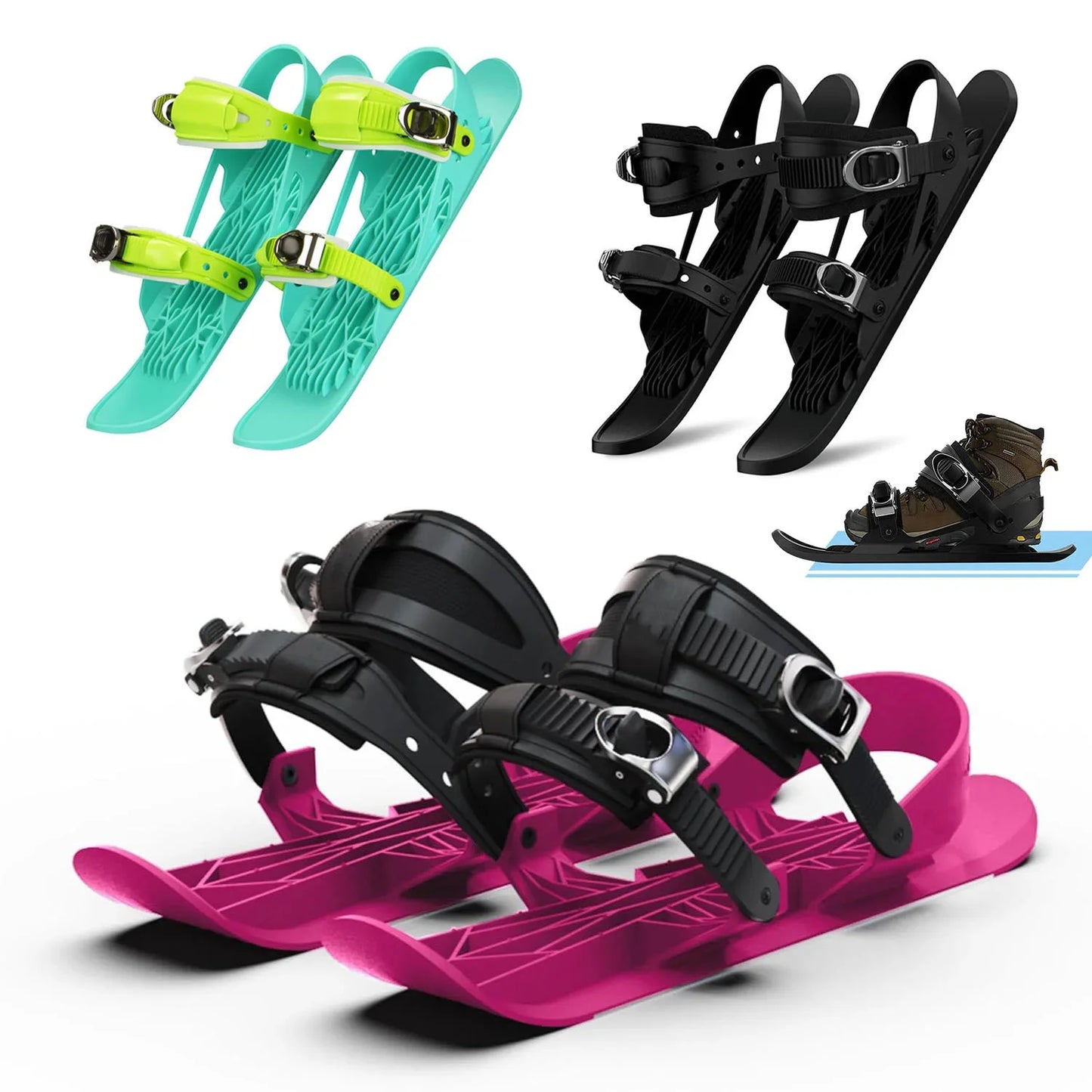 Mini Short Skis For Outdoor Snow Ski Boots Snowboards Portable Ice Skates And Snow Boots For Winter Travel