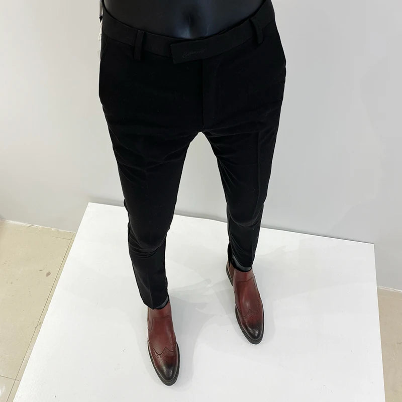 Men Suit Pants Hombre Pantalones 2026 Spring Stretch Slim Formal Trousers for Men Fashion Casual Stripe Dress Pants Men Clothing