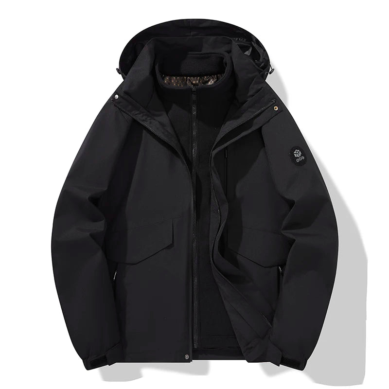 Autumn and winter three-in-one windbreaker  two-piece set detachable warm ski suit  windproof mountaineering suitMens coats