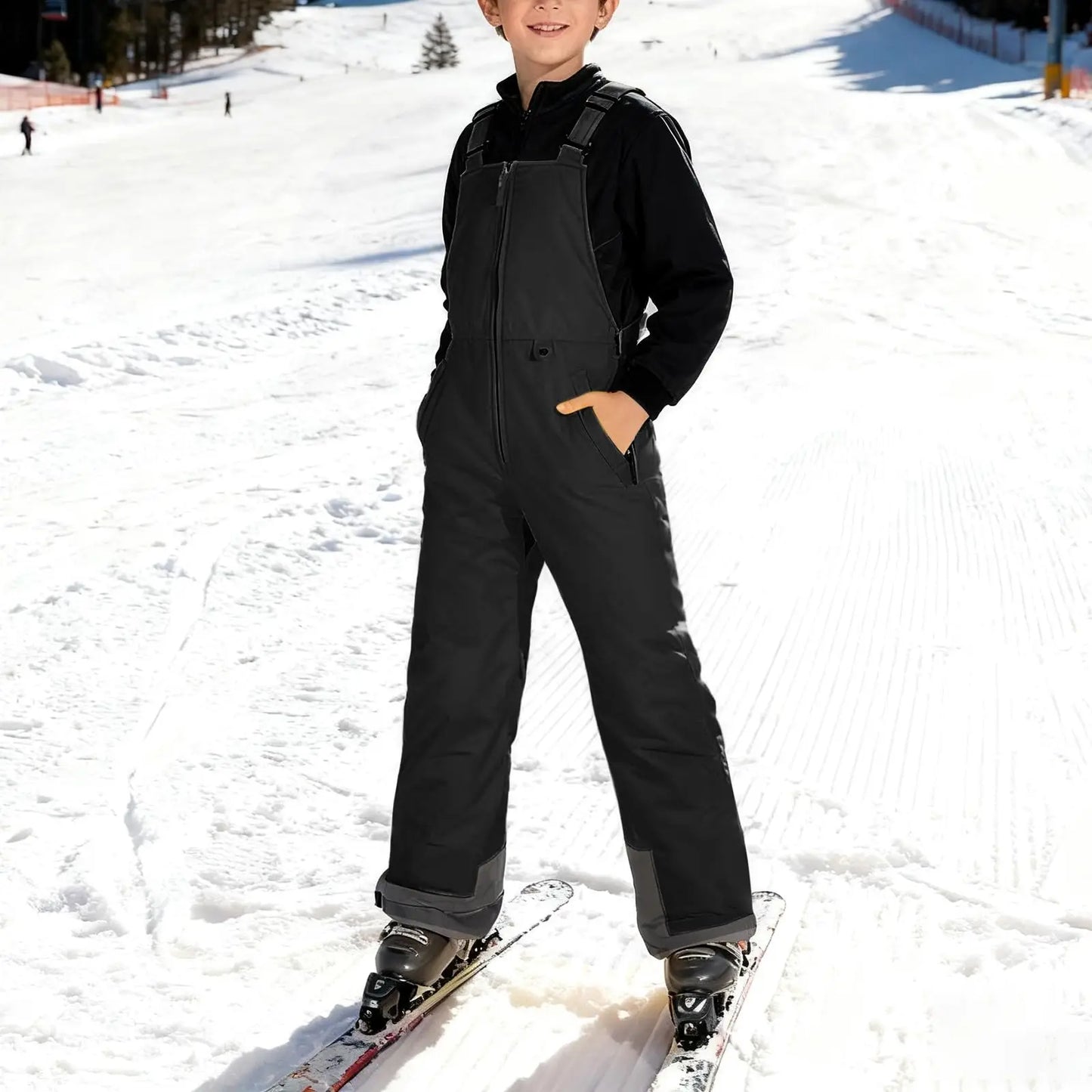 Children's Ski Pants Boys Girls Loose Casual Fashion Comfy Jumpsuit Rompers Pants Mountain Children's Ski Waterproof Snowpants