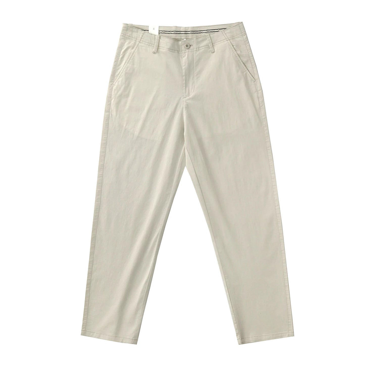 Summer thin straight leg pants American retro Chino simple beige white elastic black casual pants men