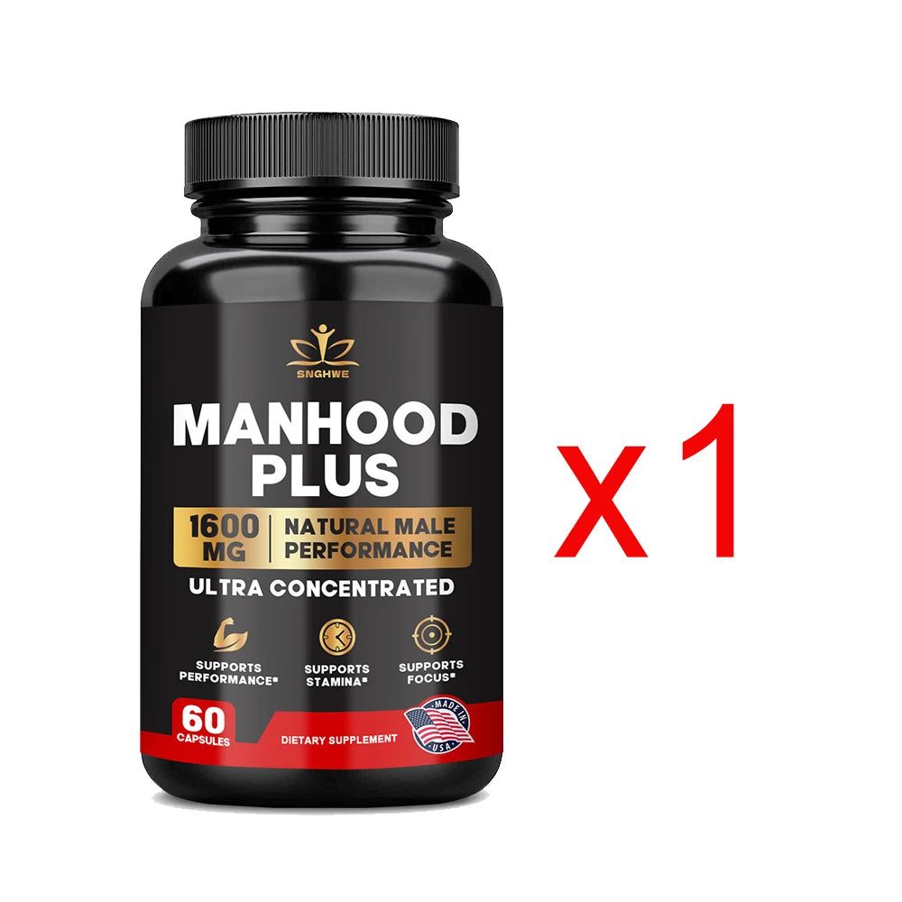 Manhood Plus capsules enhance masculinity, promote better blood flow, improve muscle strength, and elevate mood