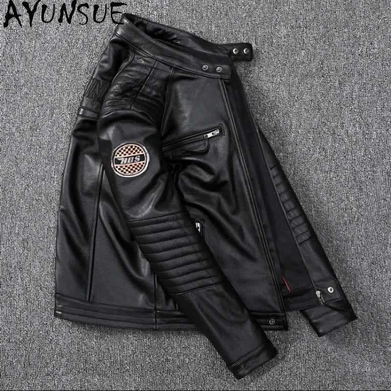 Mens Leather Jacket Autumn Men Clothing Handsome Motorcycle Jackets Two Colors Short Coats Kurtka Męska Skórzana Slim