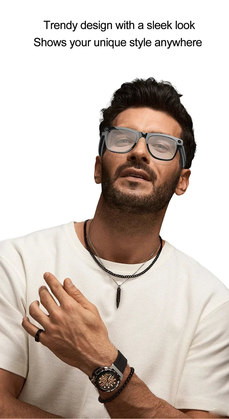 Lenovo 8K 4K AI HD Shooting Smart Glasses Multifunctional Camera Bluetooth Call Music VoicePlayer Translate Photochromic Glasses