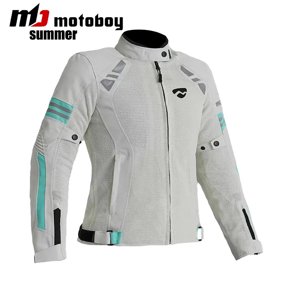 Women Motorcycle Jacket Four Seasons Breathable Lightweight Mesh Cycling Moto Jacket Protector Motocross Suit CE Protective