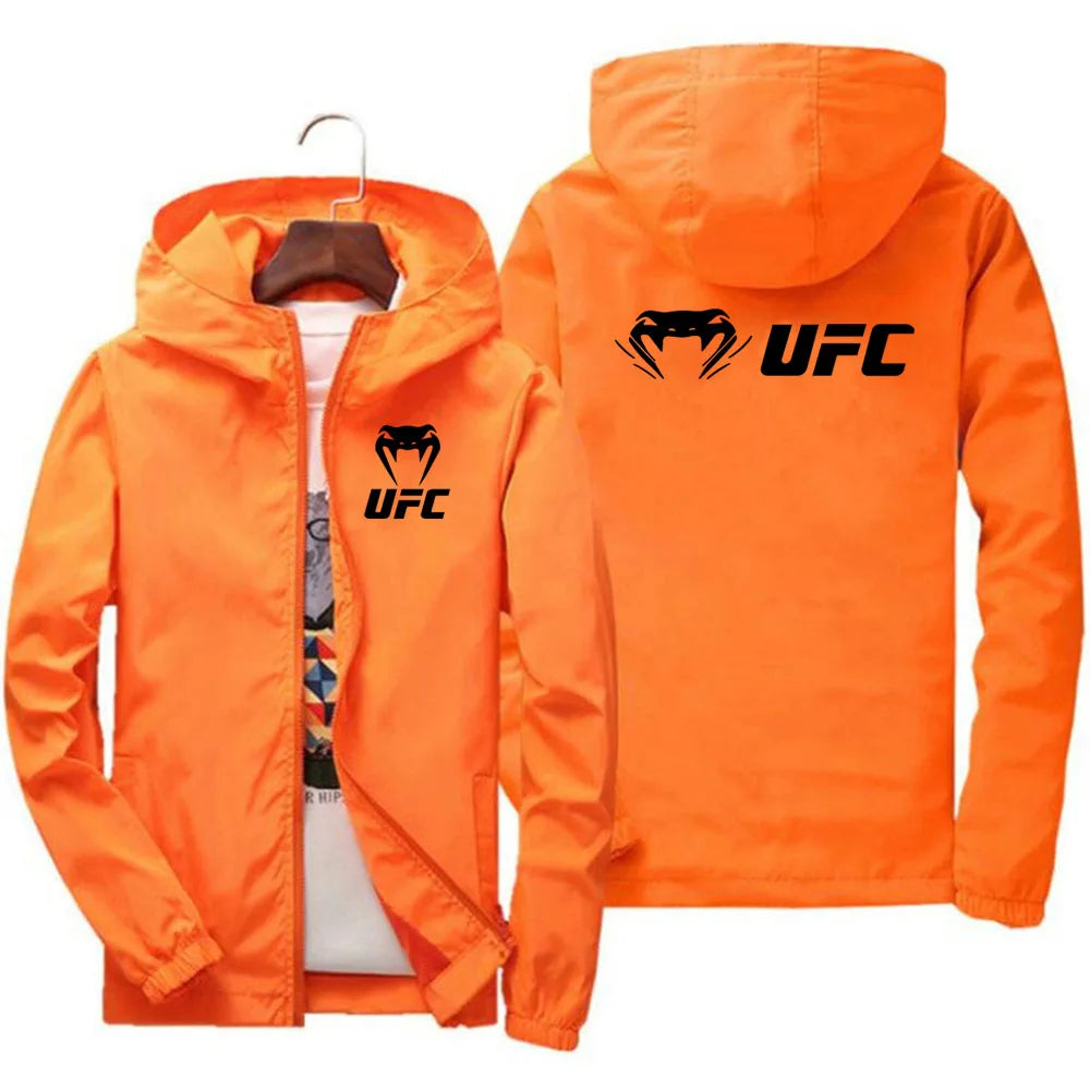 2025 UFC Fighting Logo Breathable Fashion Fitness Zipper Jacket Casual High Quality Hooded Baseball Jacket Outdoor Sports Jacket