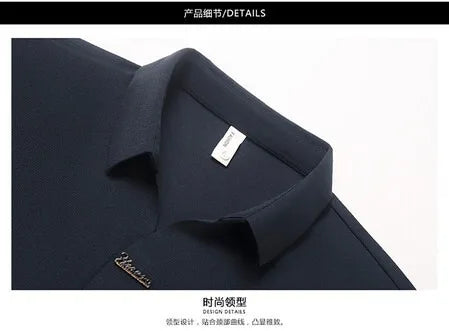 High End Mulberry Silk T-shirts Man Long Sleeve Tops Business Casual Elastic Non-iron Seamless Quality Luxurious Men Polo Shirts