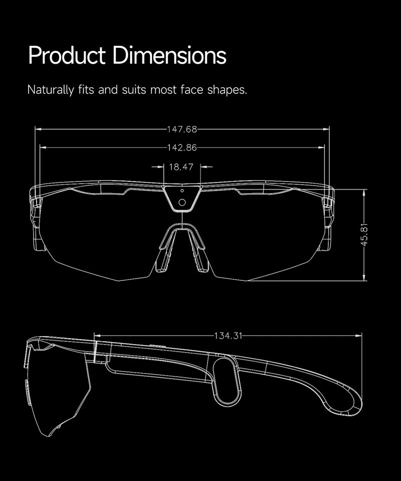 800W Pixel HD 4K Cycling Bluetooth Sports AI Smart Glasses For Photography Object Recognition Video Recording Navigation New