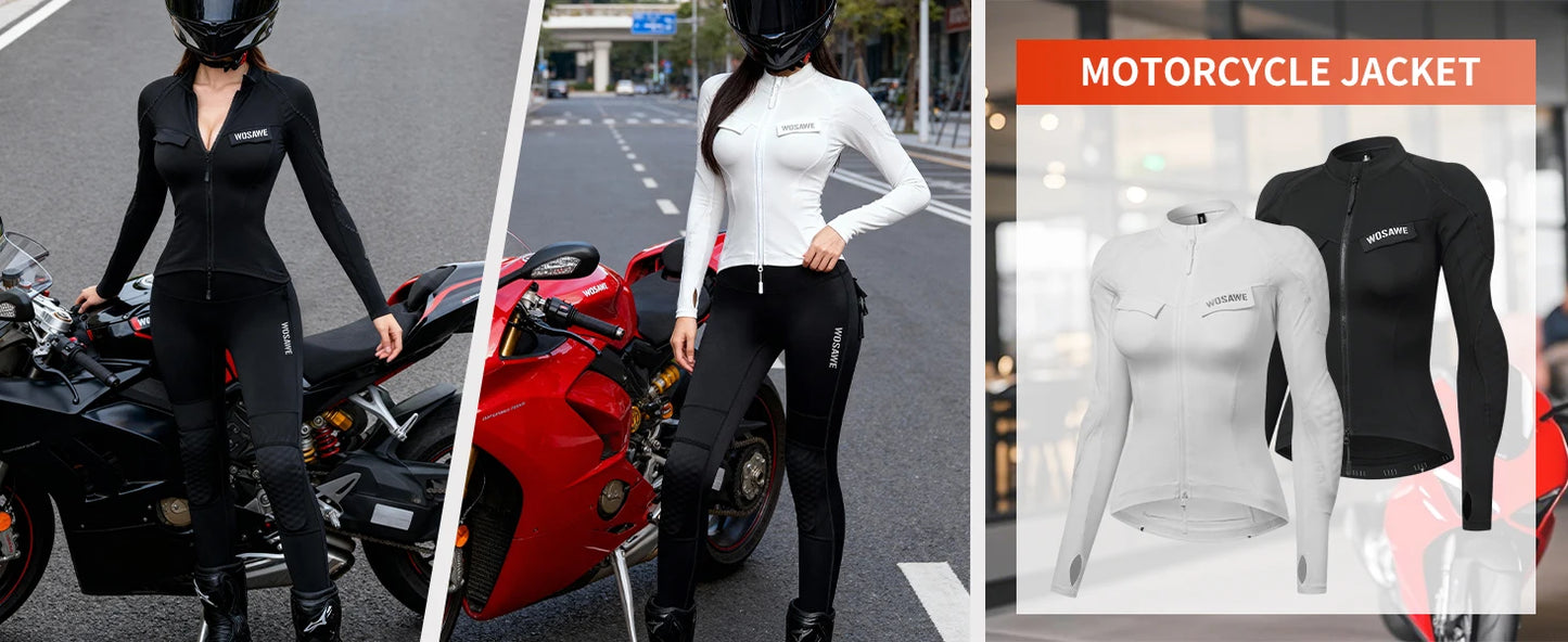 WOSAWE Women Motorcycle Pants with CE Knee Pads Motocross High Waist Yoga Sport Leggings Gym Fitness Tights Casual Streetwear