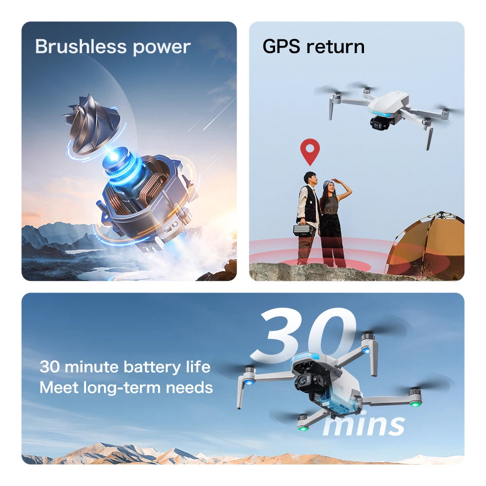 S-X1 MAX GPS Drone 4K Camera 3-Axis Gimbal EIS 5KM Digital Transmission Brushless Motor Quadcopter with 4.5" Screen Remote 231g