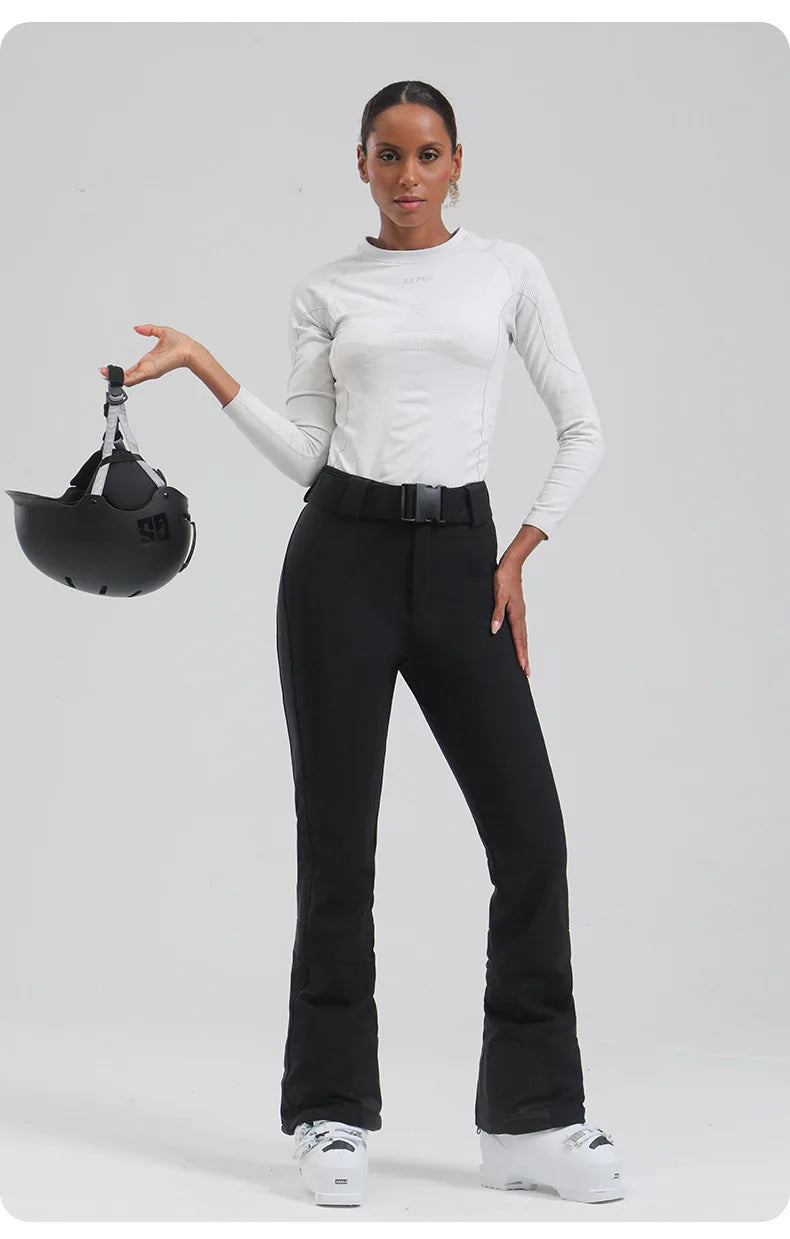 Ski pants New women's double-board 스노우보드복 slimming windproof waterproof thickened warm and elastic sports snow pants
