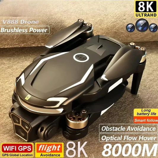 2026New V88 8K Professional Aerial Dual-Camera Omnidirectional Obstacle Avoidance Mini Drone GPS Folding Quadcopter 10km Toys